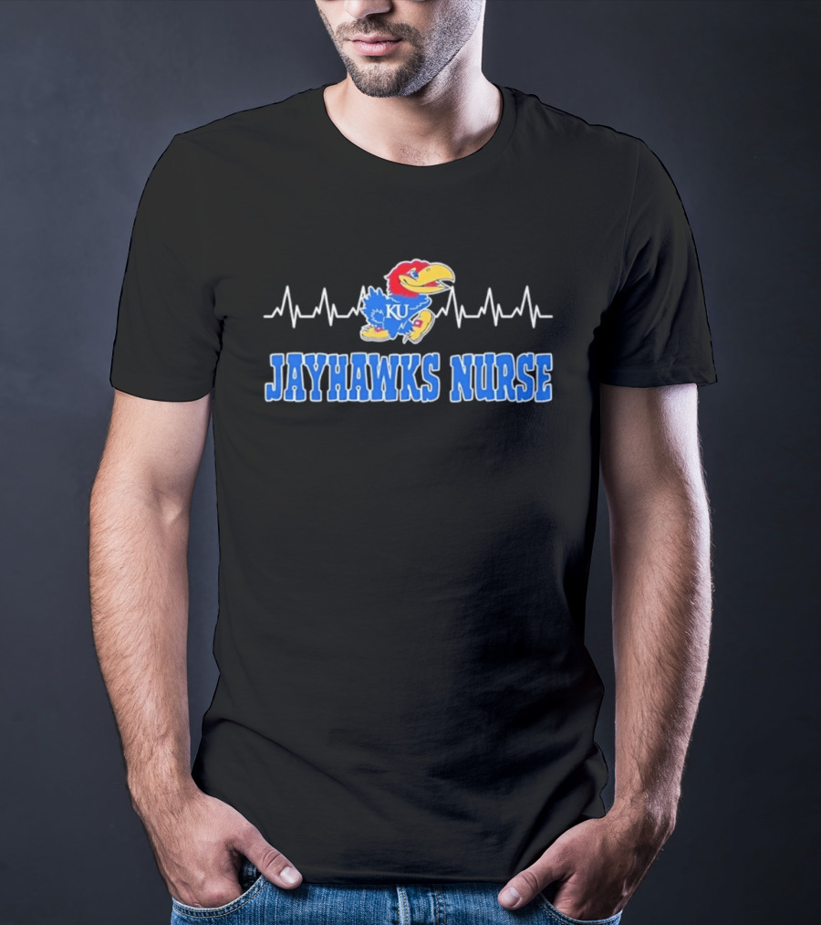 Kansas Jayhawks KU Nurse Heartbeat College Basketball T-Shirt