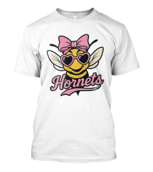 Hornets Bee Pink Bow Heart Sunglasses T-Shirt