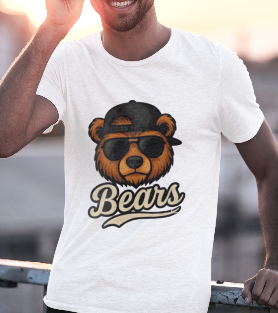 Chicago Bears Cool Bear In Sunglasses And Cap T-Shirt