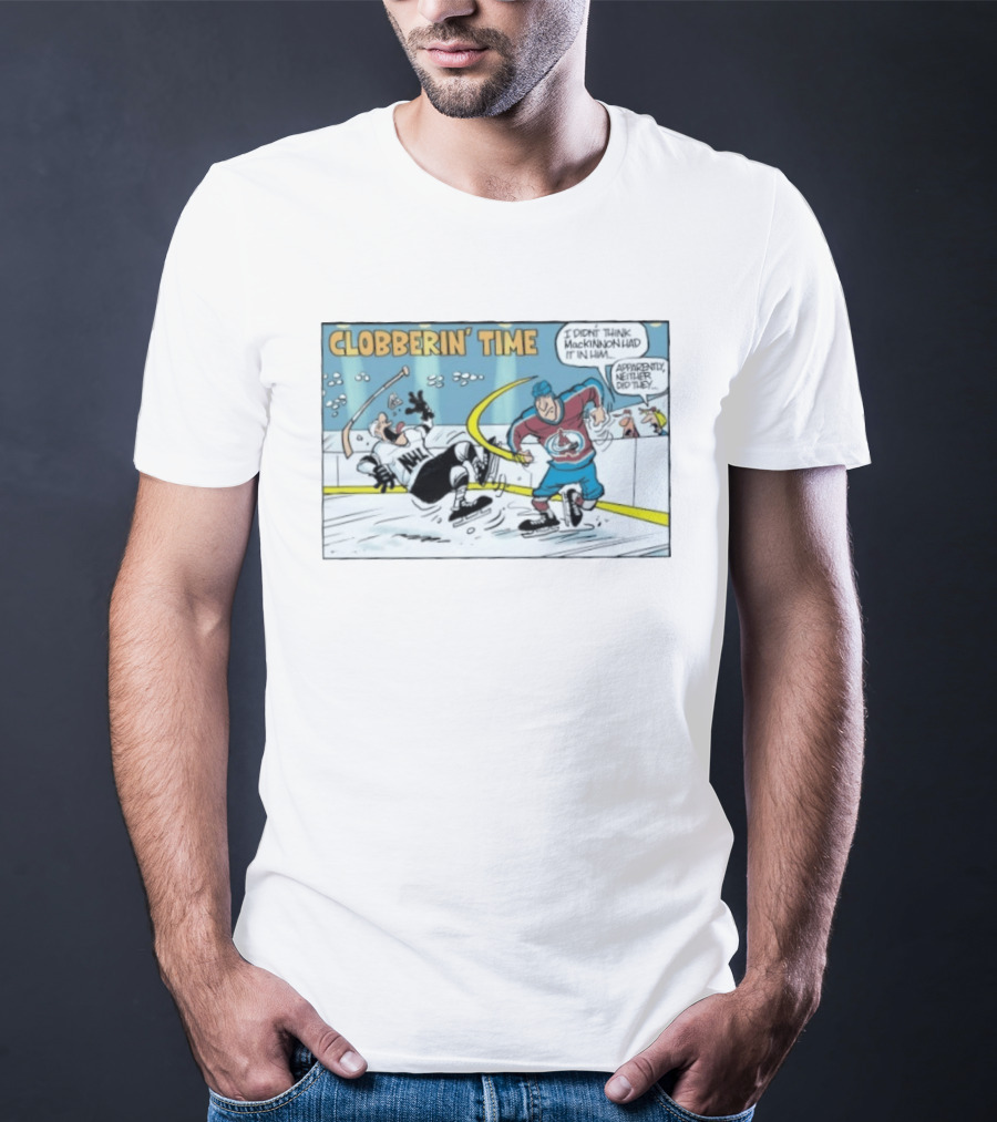 Clobberin Time Nathan MacKinnon Colorado Avalanche Cartoon T-Shirt