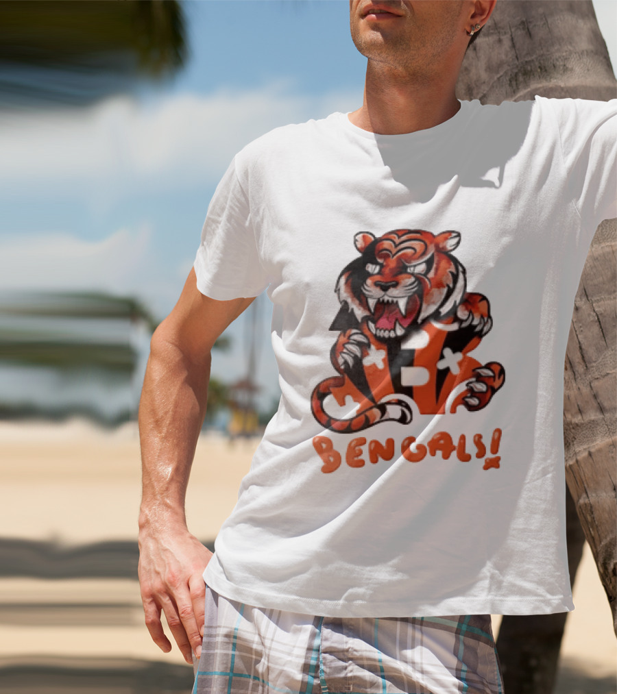 Cincinnati Bengals Snarling Tiger Over Bold B T-Shirt