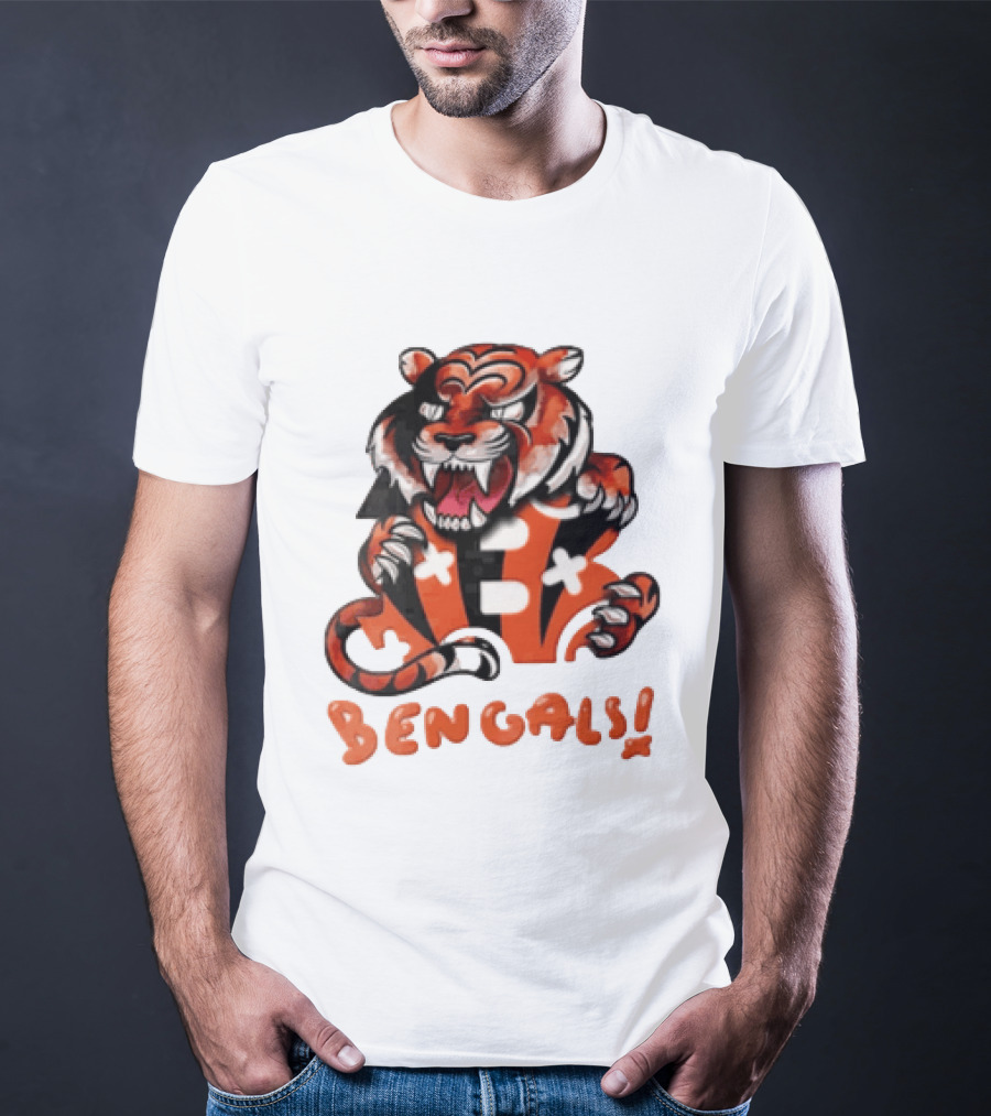 Cincinnati Bengals Snarling Tiger Over Bold B T-Shirt