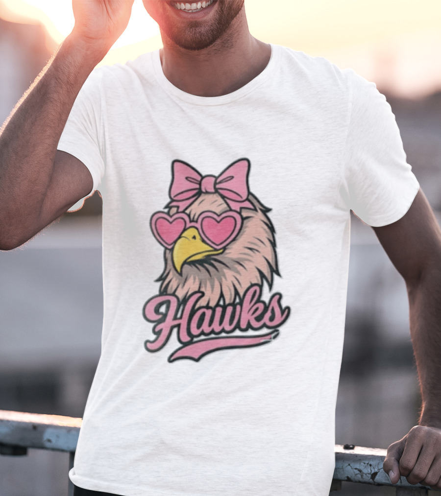 Hawks Eagle Pink Bow Heart Glasses T-Shirt