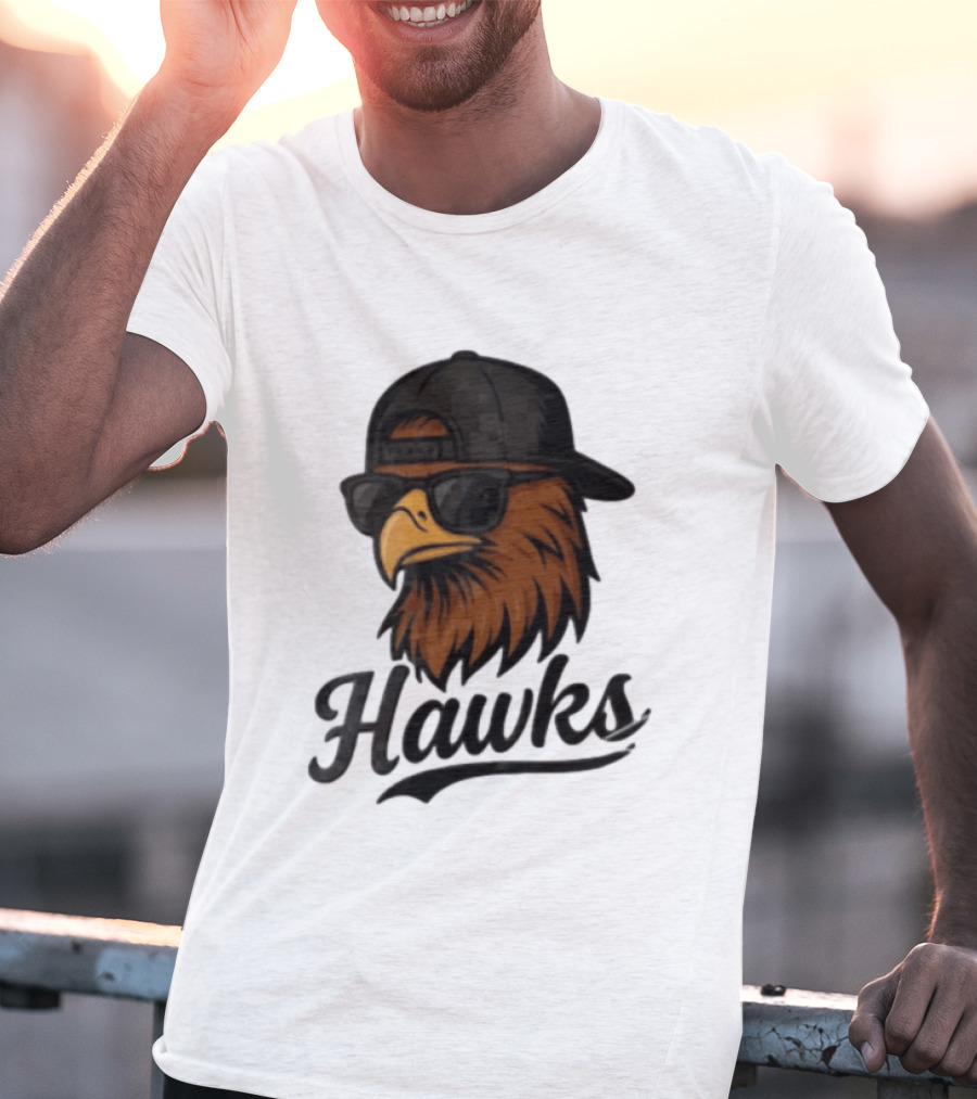 Hawks Eagle Wearing Sunglasses And Baseball Cap T-Shirt