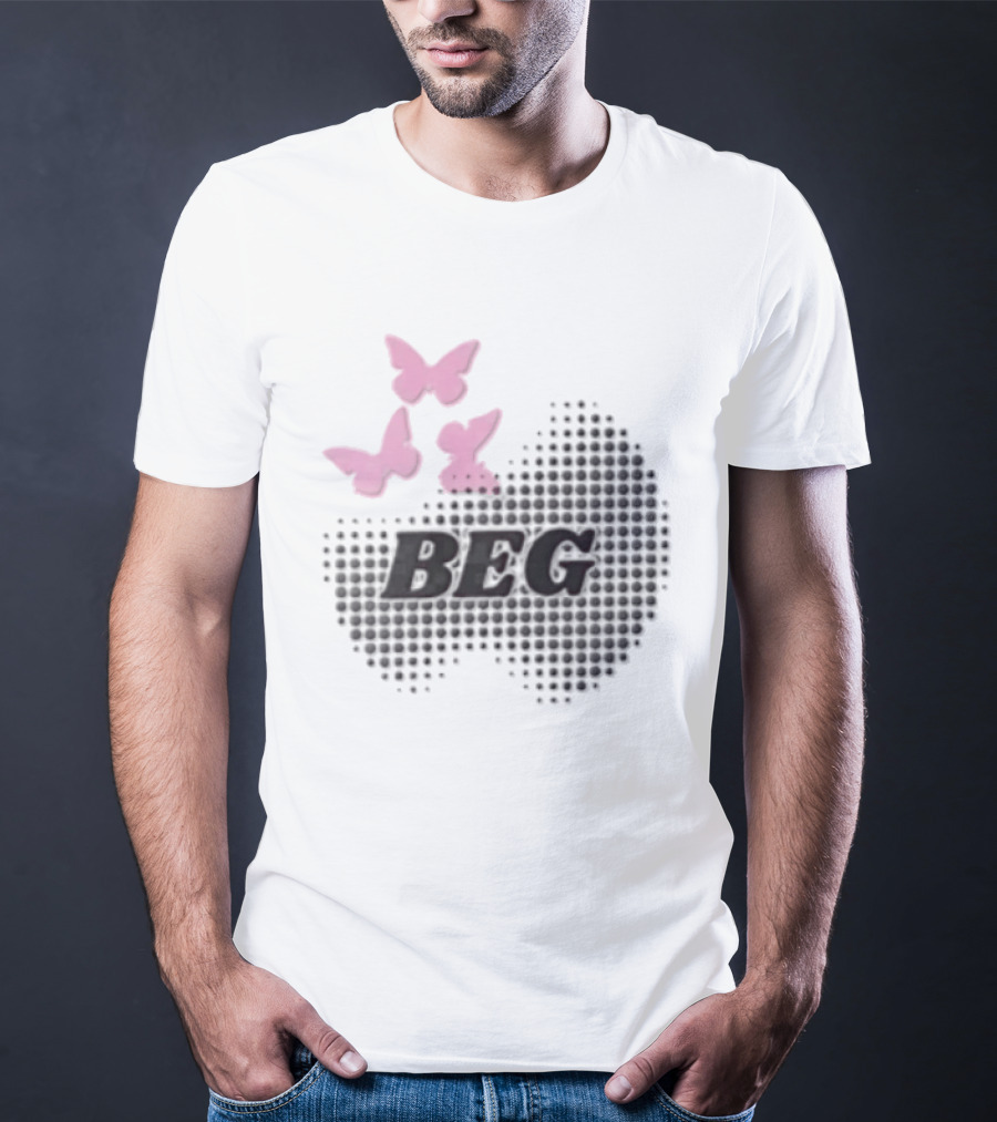 Pink Butterflies BEG Halftone T-Shirt