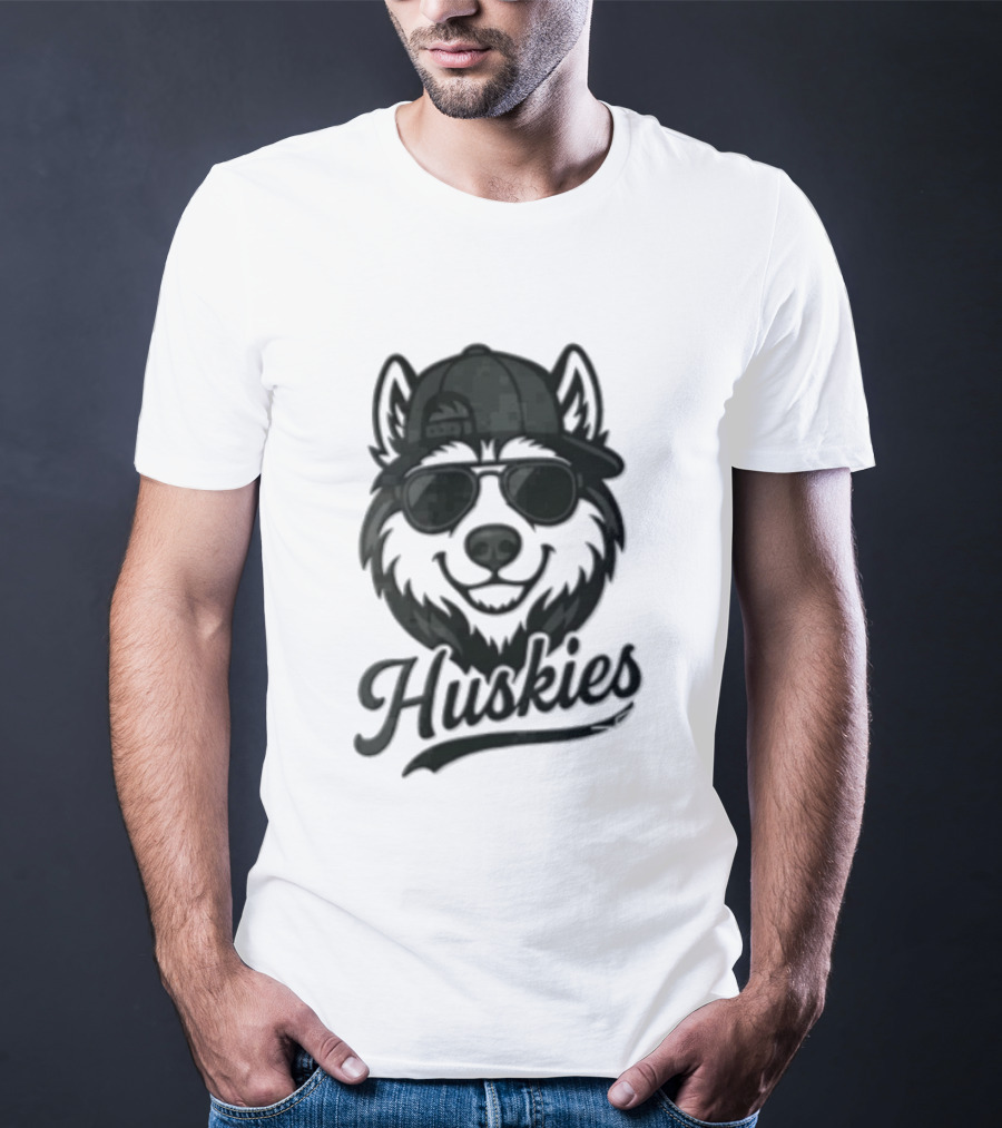 Huskies Husky Dog In Sunglasses And Cap T-Shirt