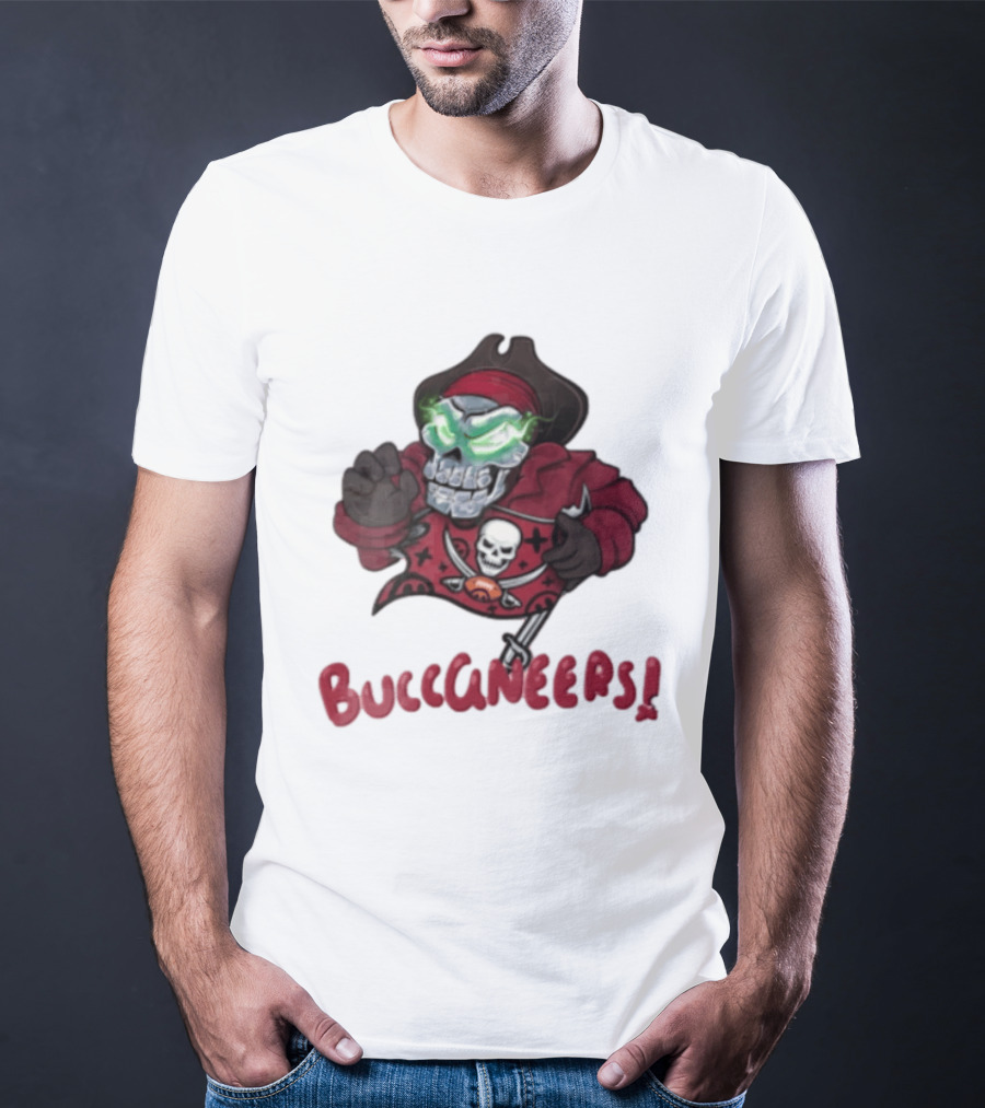 Tampa Bay Buccaneers Skull Pirate Green Eyes Buccaneers Flag T-Shirt