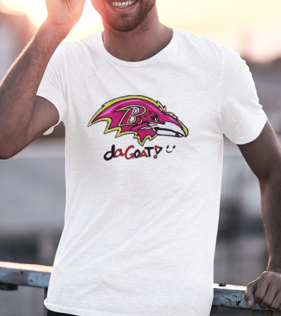 Baltimore Ravens Da Goat Pink Heroes Fighting Cancer T-Shirt