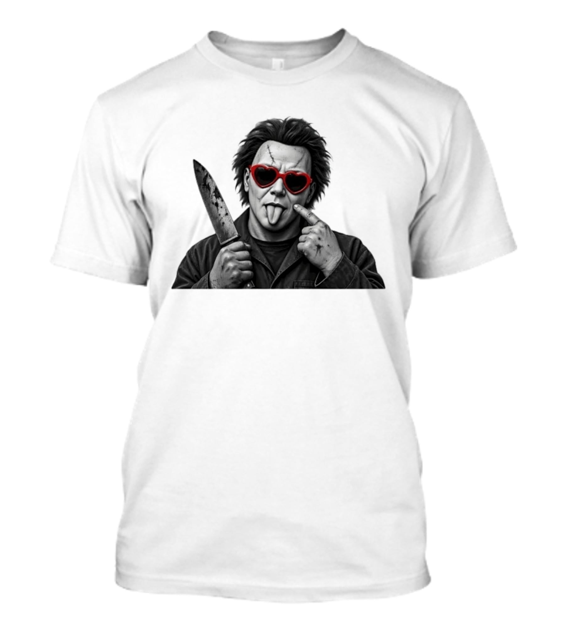 Michael Myers Heart Sunglasses Knife Halloween T-Shirt