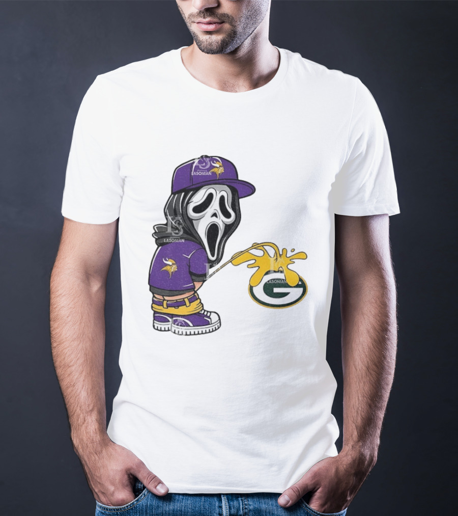 Minnesota Vikings Ghostface Piss On Green Bay Packers T-Shirt