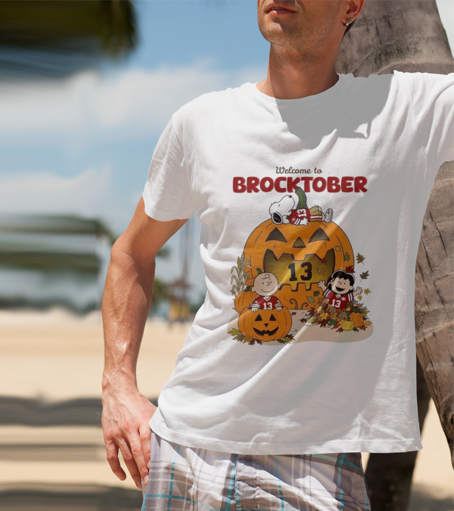 Brock Purdy San Francisco 49ers Welcome To Brocktober Peanuts Halloween Pumpkin Snoopy Charlie Brown T-Shirt