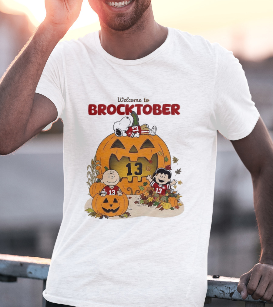 Brock Purdy San Francisco 49ers Welcome To Brocktober Peanuts Halloween Pumpkin Snoopy Charlie Brown T-Shirt