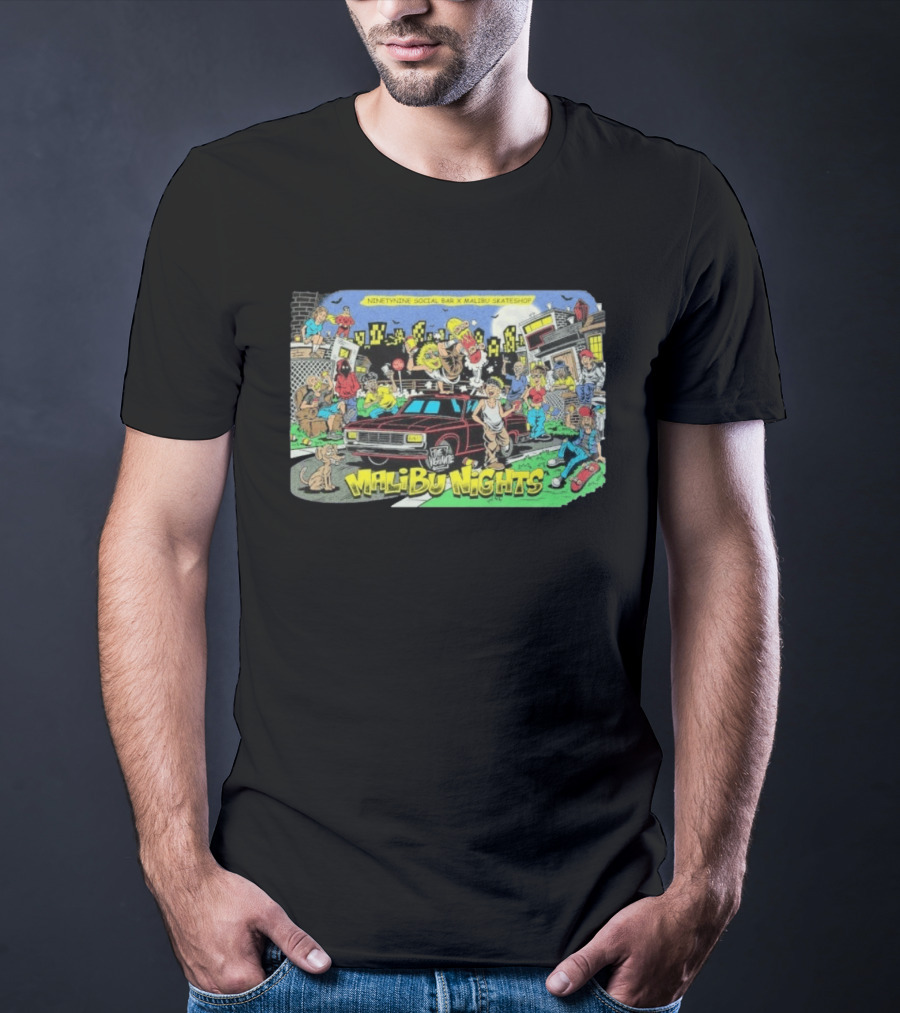 Malibu Nights NinetyNine Social Bar X Malibu Skateshop The Vigilante T-Shirt