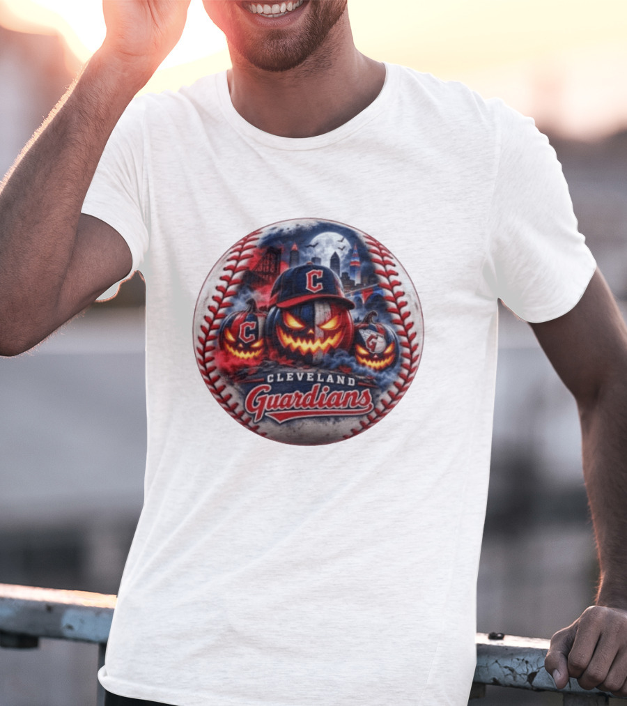Cleveland Guardians Halloween Jack O' Lantern Spooky Baseball T-Shirt