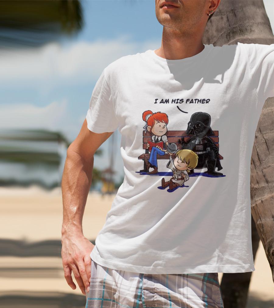 Darth Vader And Luke Skywalker I Am His Father Comic Style Bench Scene T-Shirt