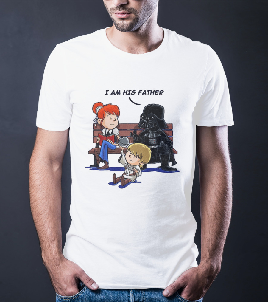 Darth Vader And Luke Skywalker I Am His Father Comic Style Bench Scene T-Shirt