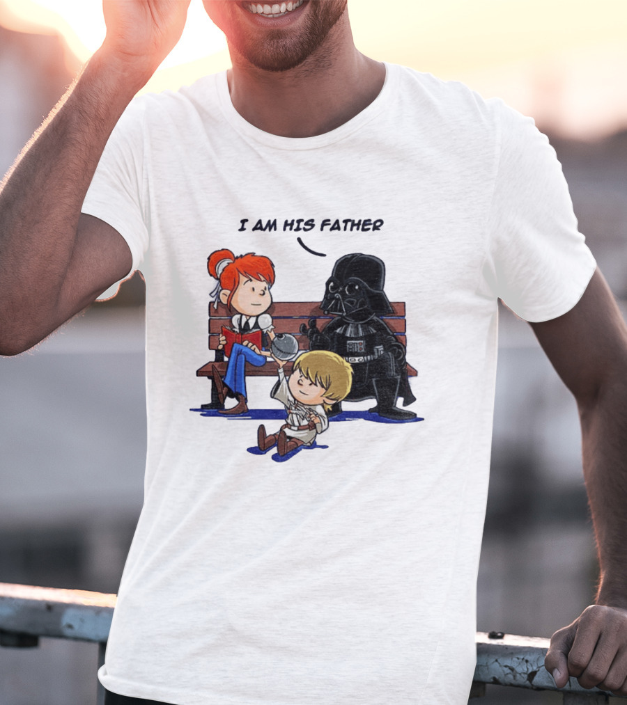 Darth Vader And Luke Skywalker I Am His Father Comic Style Bench Scene T-Shirt