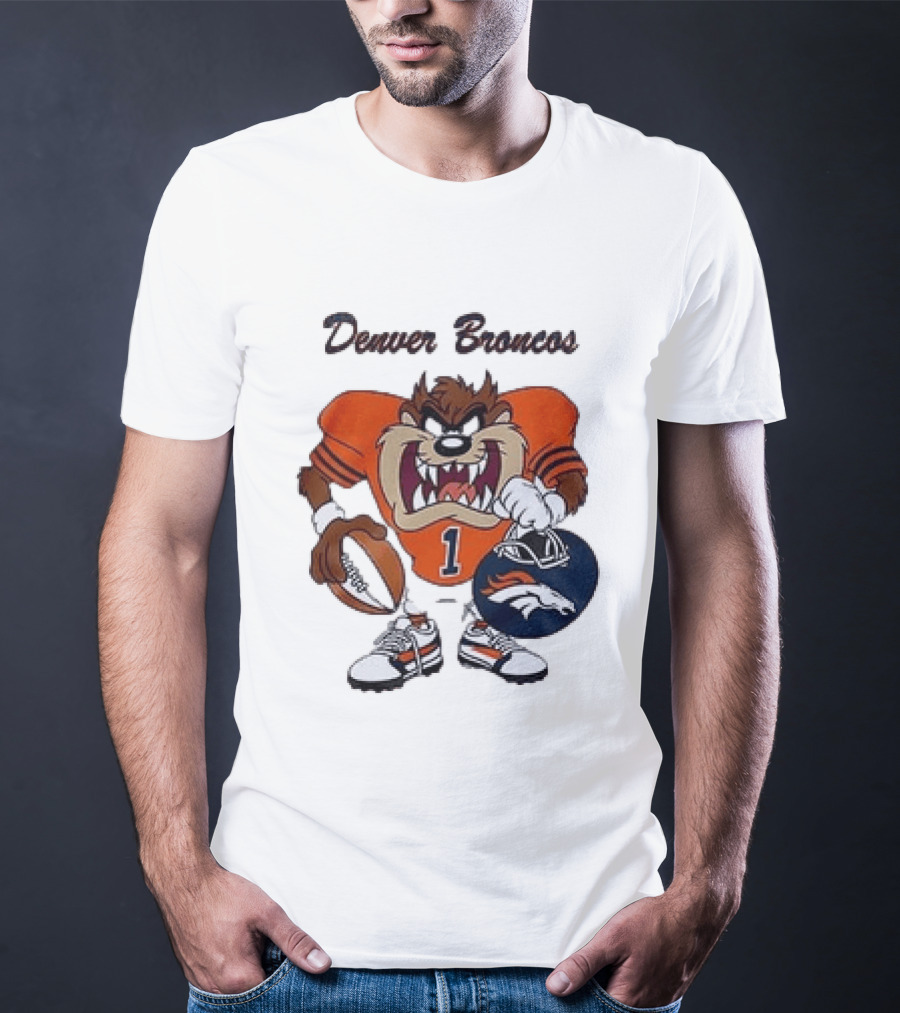 Denver Broncos Taz Looney Tunes Football Number 1 T-Shirt