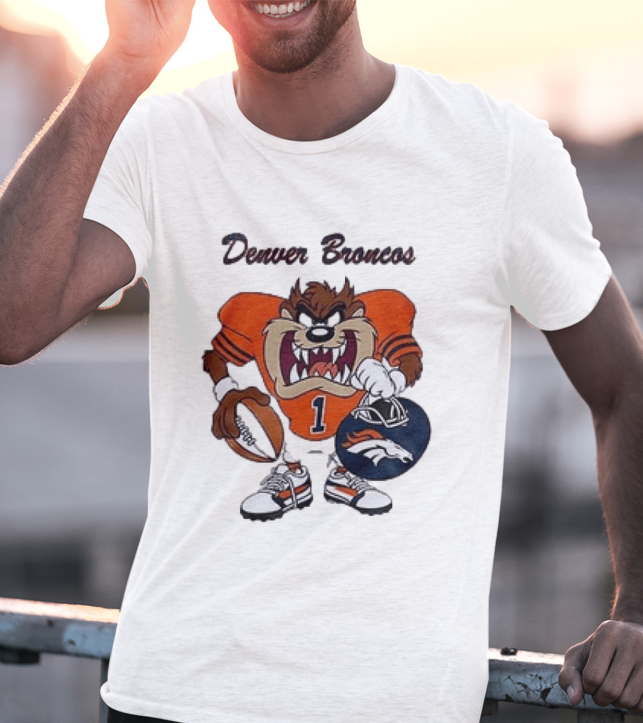 Denver Broncos Taz Looney Tunes Football Number 1 T-Shirt