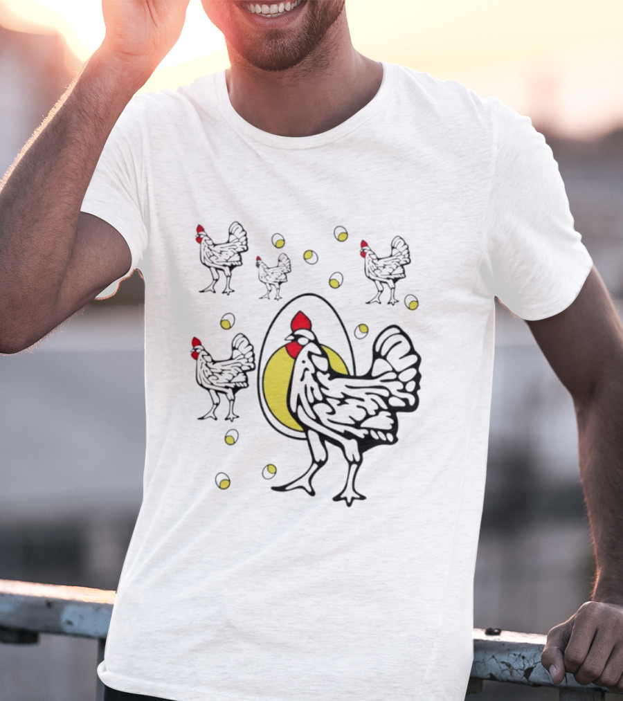 Farm Chicken And Egg Poultry Hen With Rooster And Eggs T-Shirt