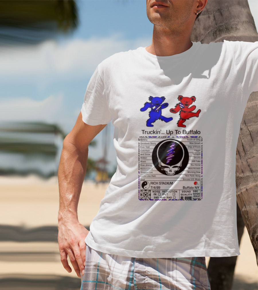 Grateful Dead Dancing Bears Truckin Up To Buffalo Nutrition Label T-Shirt