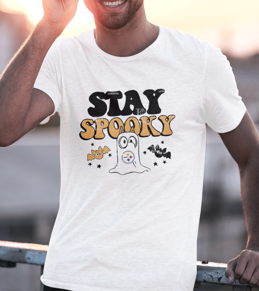 Pittsburgh Steelers Bluey Halloween Stay Spooky Ghost And Bats T-Shirt