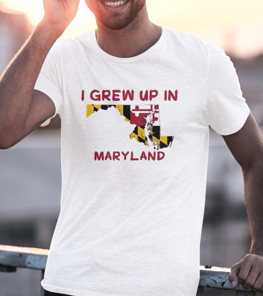 I Grew Up In Maryland State Map Flag T-Shirt