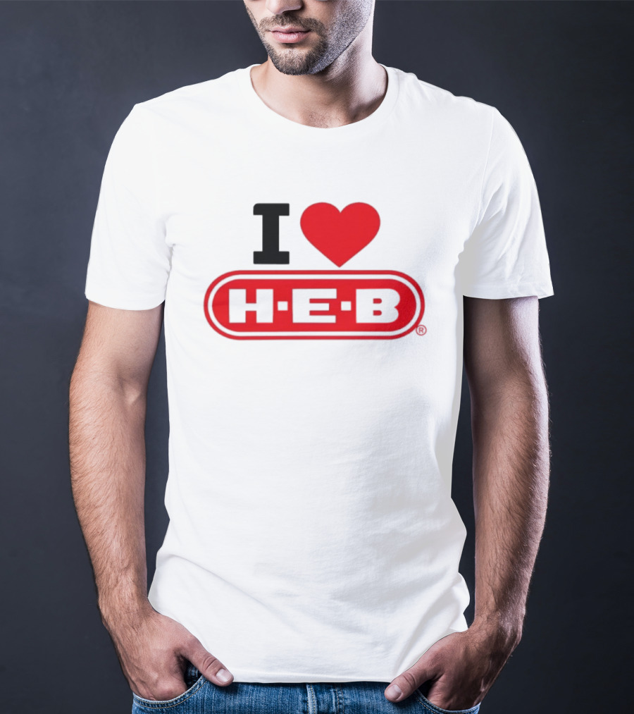 I Love H E B Texas Grocery Store Red Heart T-Shirt