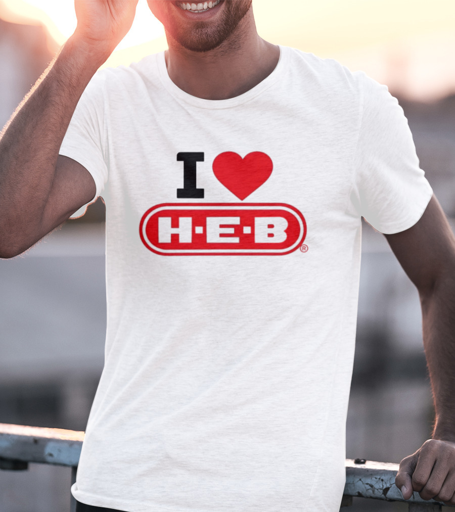 I Love H E B Texas Grocery Store Red Heart T-Shirt