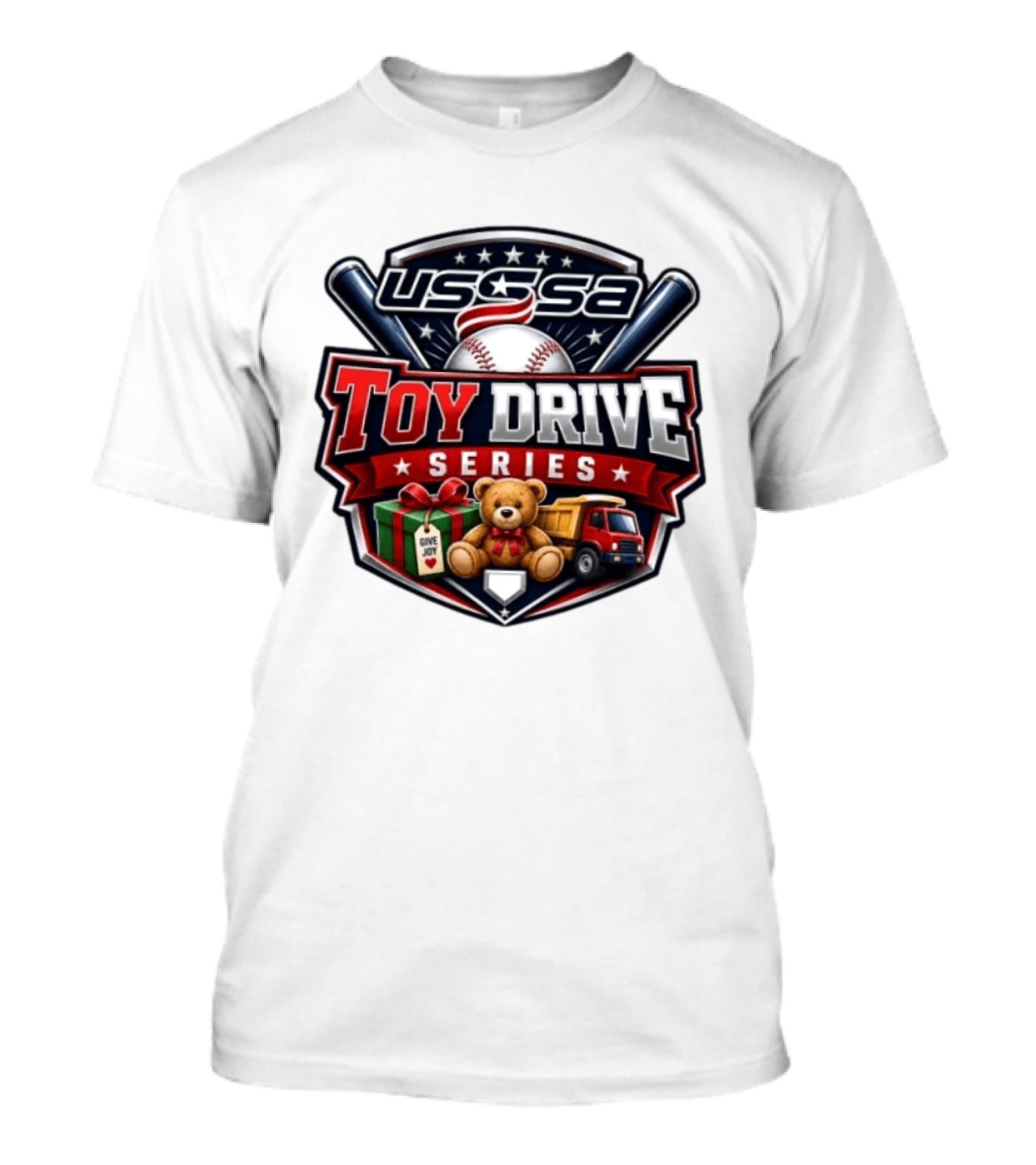 USSSA Toy Drive Series Teddy Bear Truck Give Joy Baseball Tournament T-Shirt
