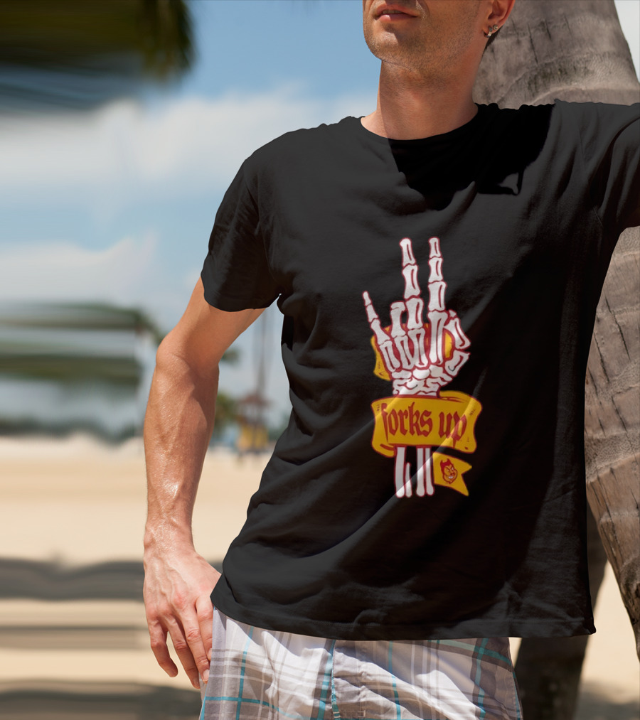 Arizona State Sun Devils Forks Up Skeleton Hand Fan Gear T-Shirt