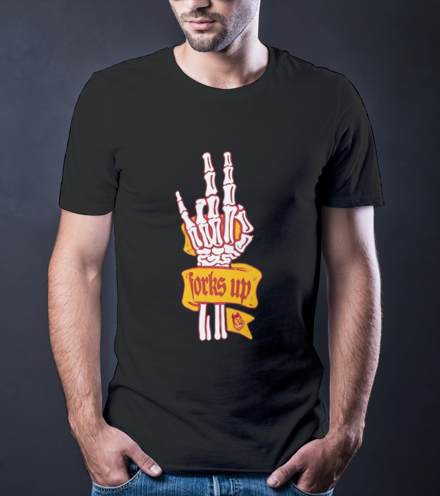 Arizona State Sun Devils Forks Up Skeleton Hand Fan Gear T-Shirt