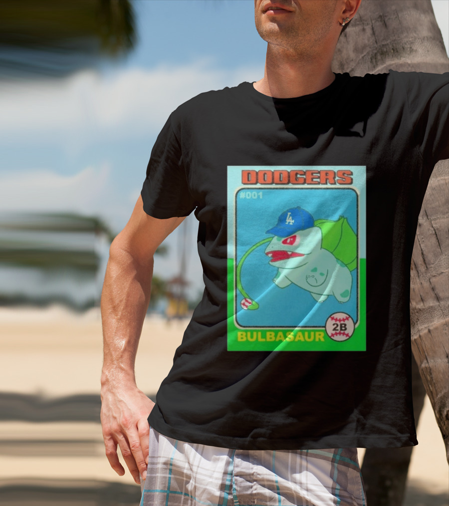 Bulbasaur Dodgers LA Cap Baseball Card No 001 T-Shirt