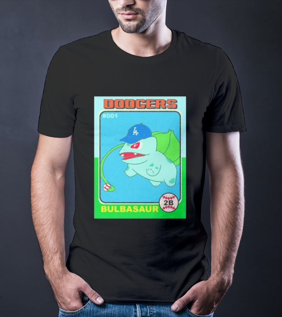 Bulbasaur Dodgers LA Cap Baseball Card No 001 T-Shirt