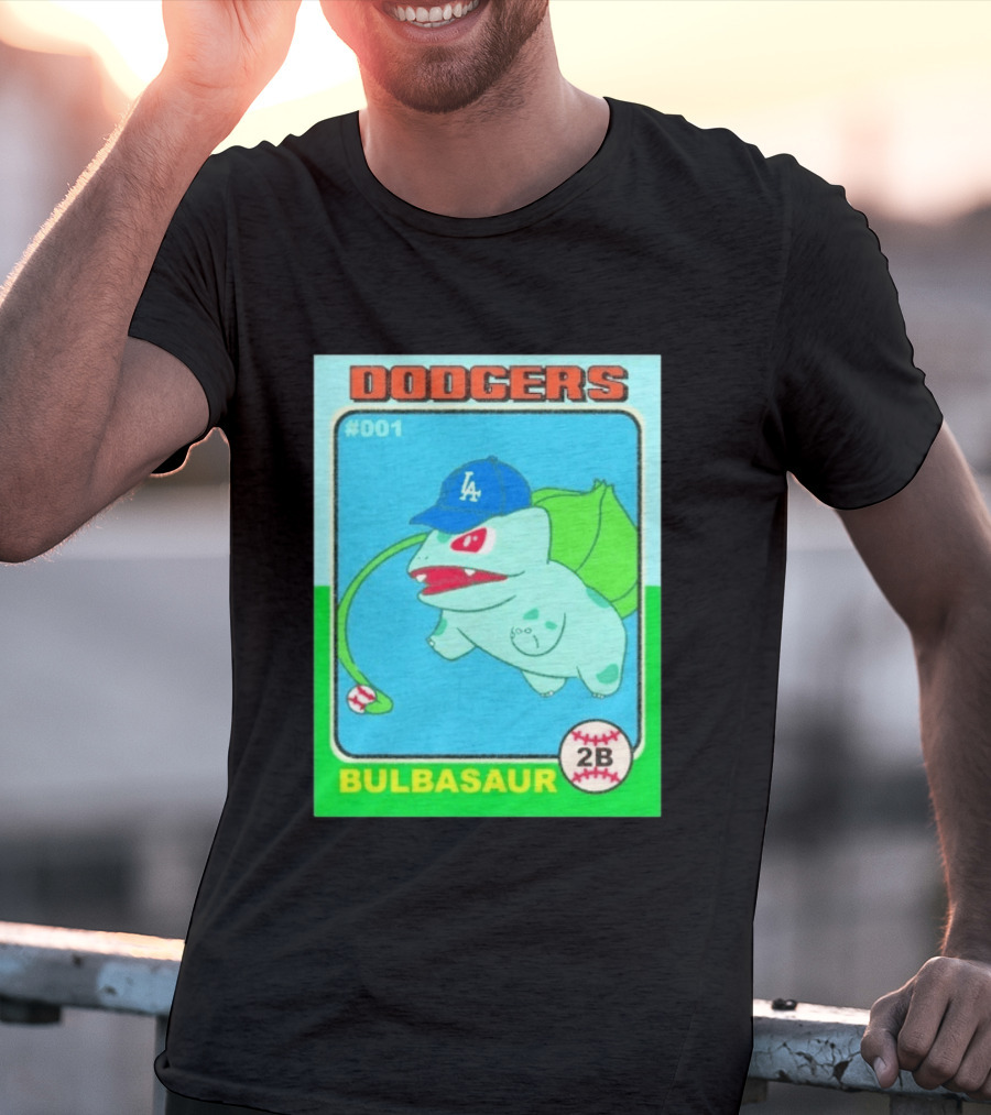 Bulbasaur Dodgers LA Cap Baseball Card No 001 T-Shirt