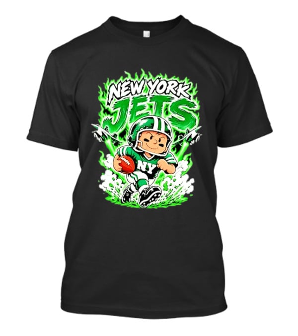 New York Jets Cartoon NY Football Player With Helmet And Ball T-Shirt