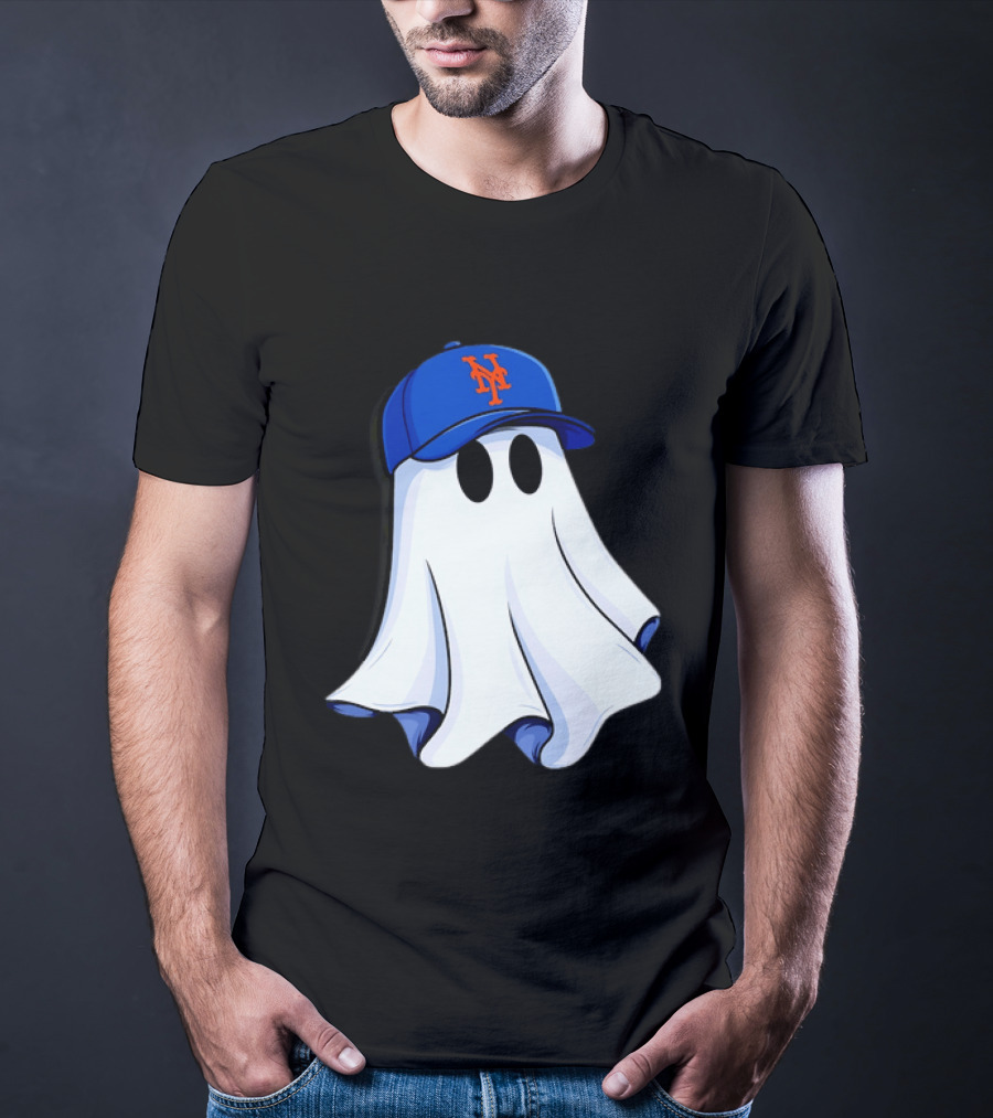 New York Mets MLB Ghost Baseball Halloween T-Shirt
