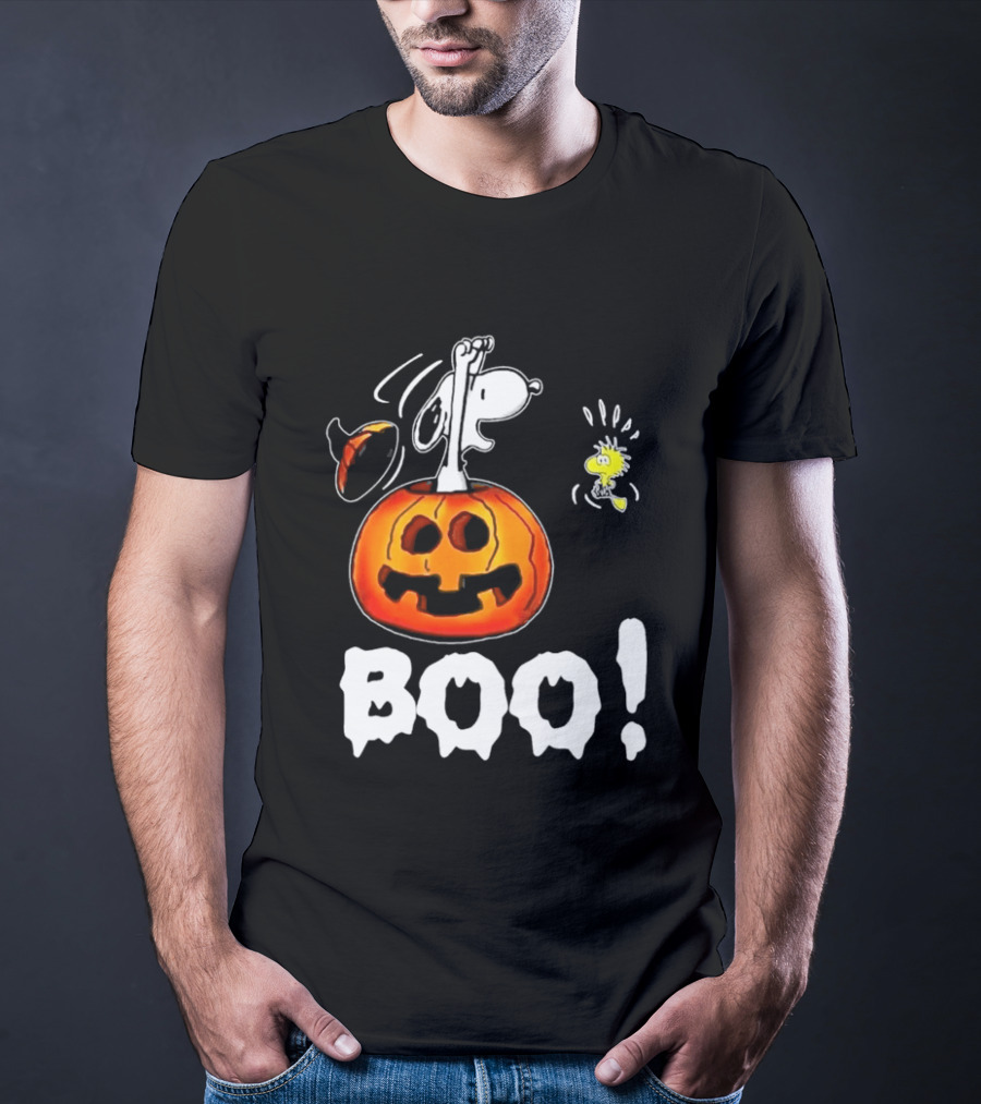 Snoopy Pumpkin Costume Woodstock Halloween BOO Peanuts T-Shirt