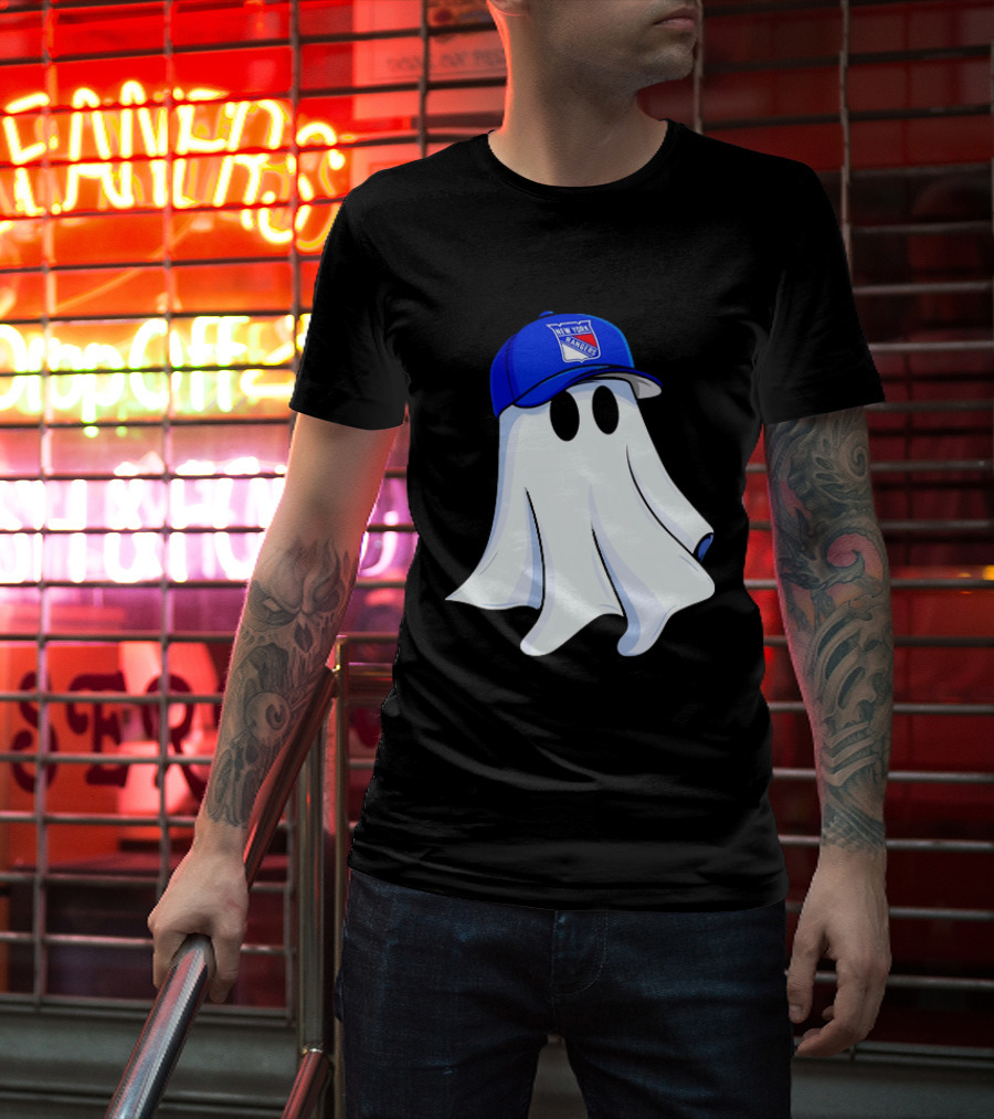 New York Rangers Ghost With Blue Cap Halloween T-Shirt