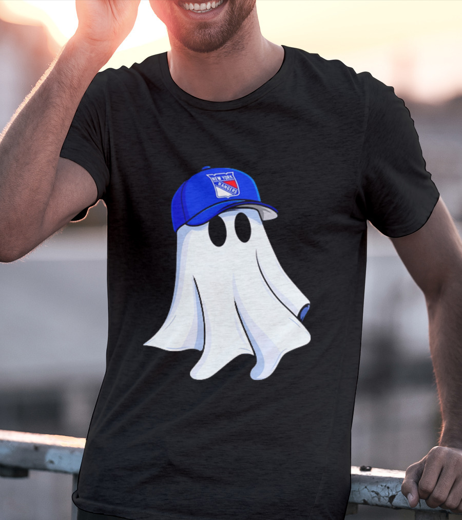 New York Rangers Ghost With Blue Cap Halloween T-Shirt