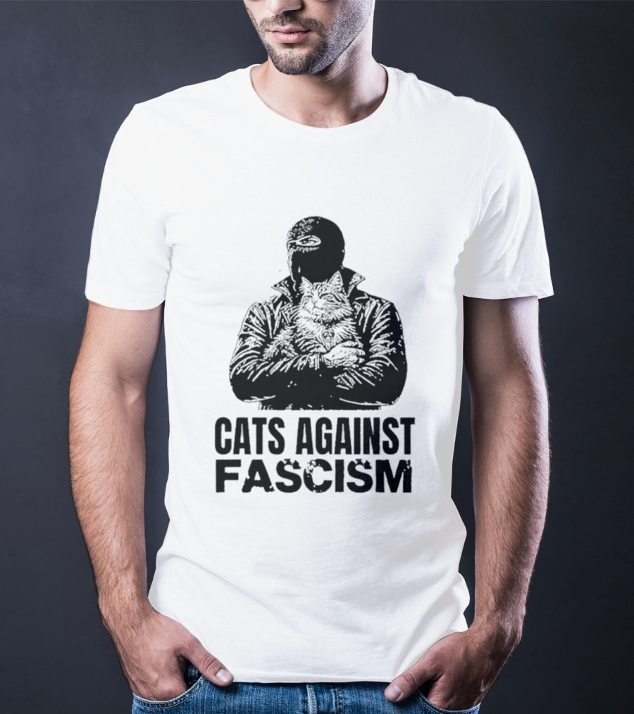 Cats Against Fascism Anarchist Cat Resistance Anti Fascist Movement T-Shirt