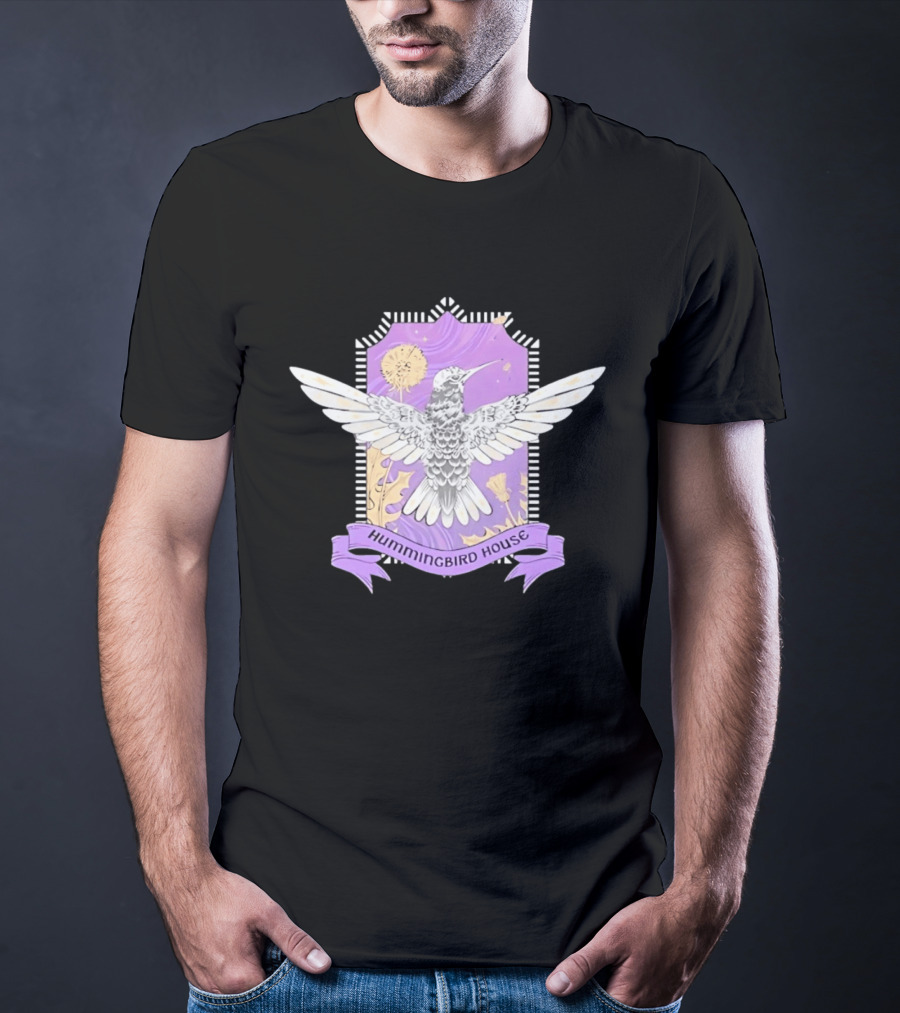 Hummingbird House Nature Botanical Dandelion Crest Purple T-Shirt