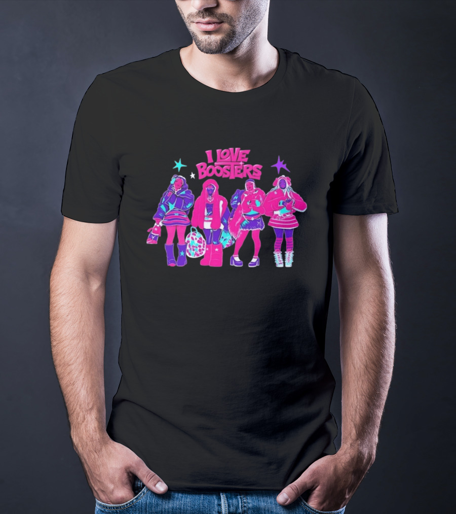 I Love Boosters Y2K Aesthetic Fashion Streetwear Style Colorful Retro Outfits T-Shirt