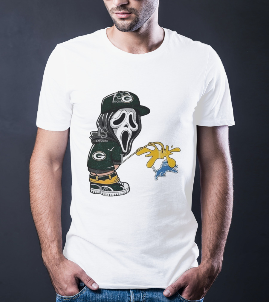Green Bay Packers Ghostface Pissing On Detroit Lions NFL Rivalry T-Shirt