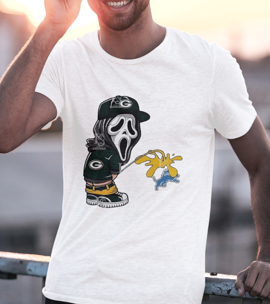 Green Bay Packers Ghostface Pissing On Detroit Lions NFL Rivalry T-Shirt