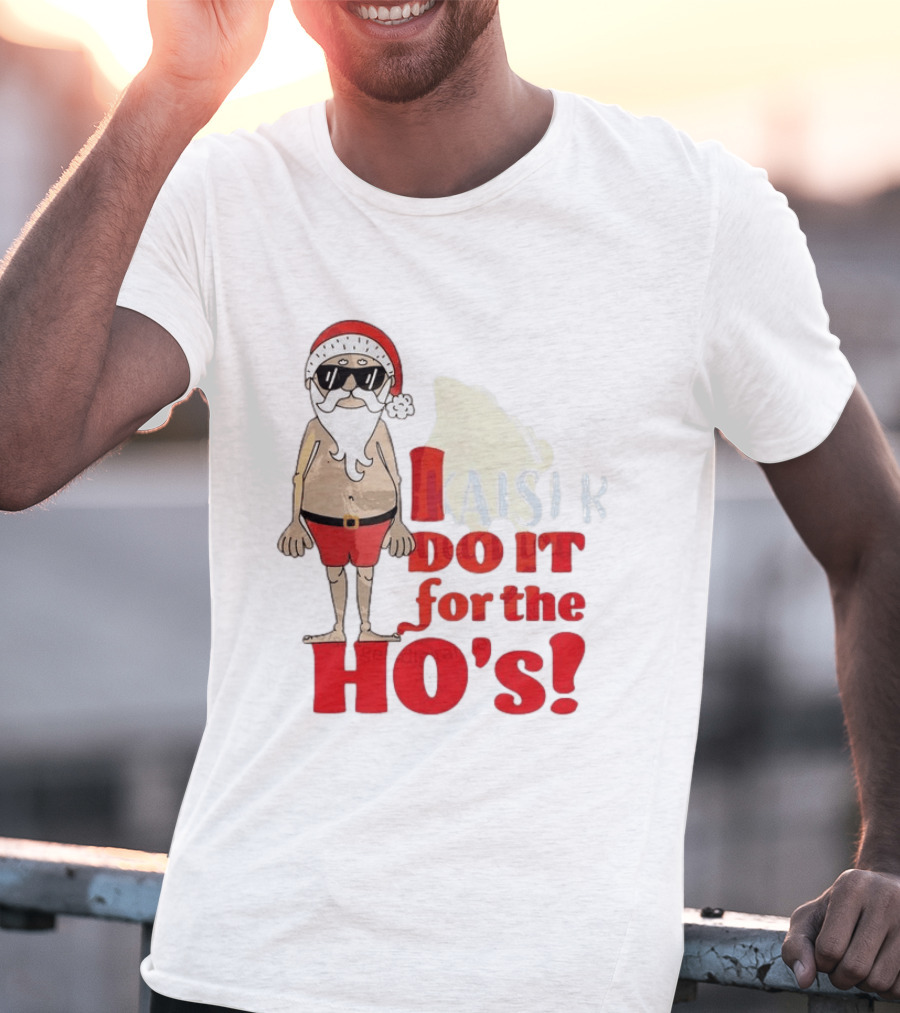 Santa Claus I Do It For The Ho's Funny Christmas Topless Sunglasses T-Shirt