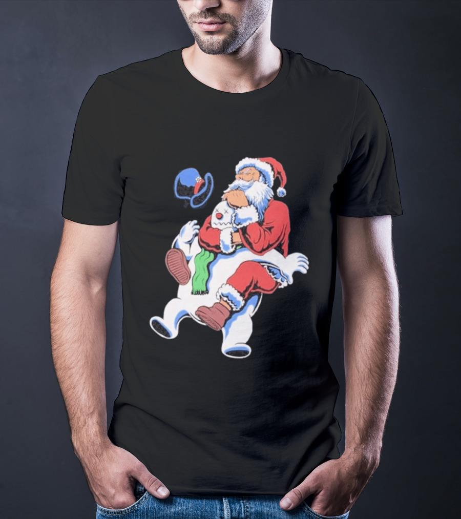 Jiu Jitsu Santa Rear Naked Choke Snowman Christmas T-Shirt