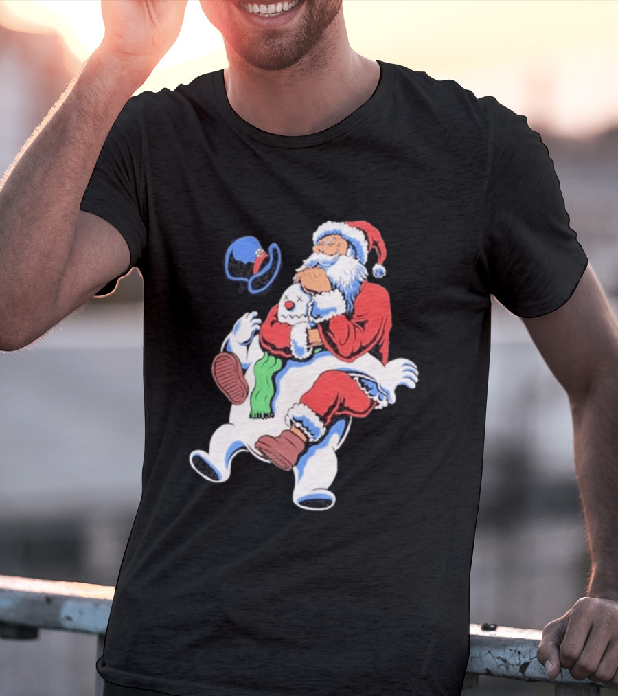 Jiu Jitsu Santa Rear Naked Choke Snowman Christmas T-Shirt