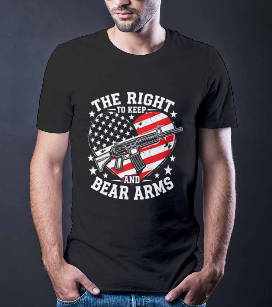 The Right To Keep And Bear Arms Heart Flag Rifle Stars T-Shirt