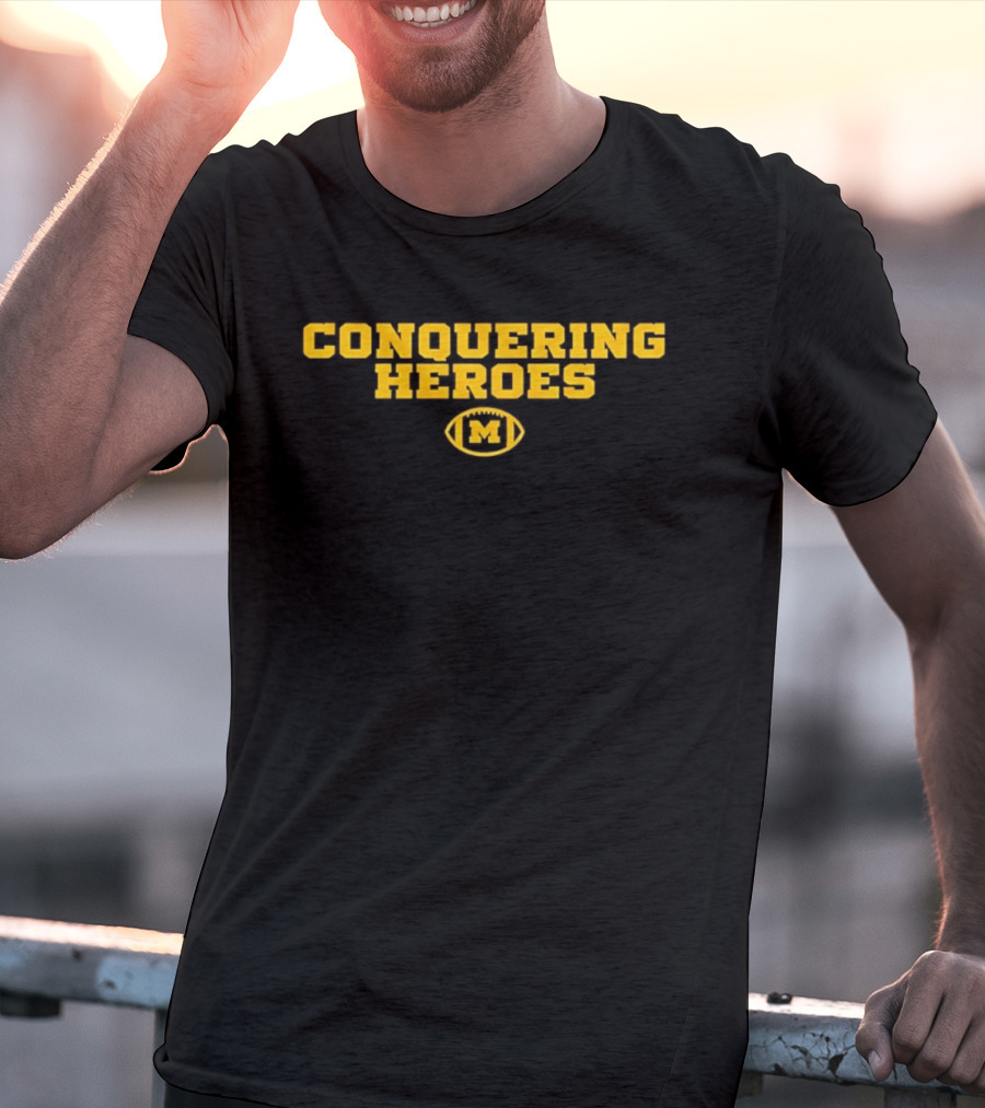 Michigan Wolverines Conquering Heroes Football M T-Shirt
